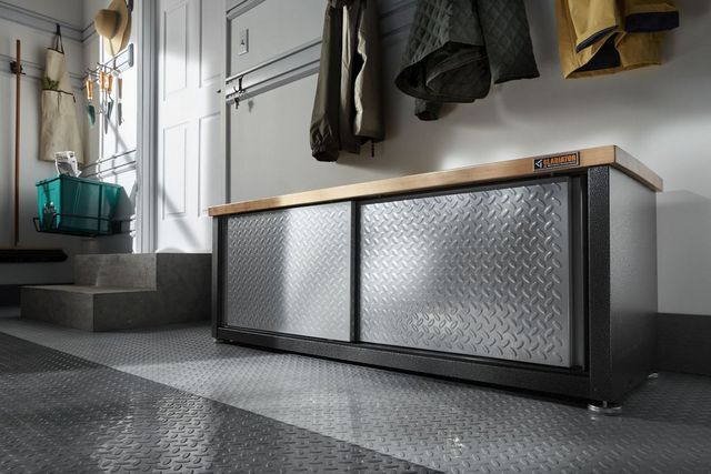 Gladiator® 54" Silver Tread Storage Shoe Bench-4