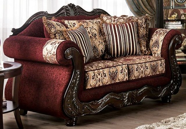 Furniture of America® Matteo 2-Piece Burgundy Living Room Set-2