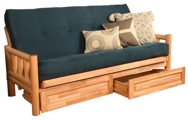 Kodiak Furniture Lodge Suede Navy/Natural Full Storage Futon with Mattress-0
