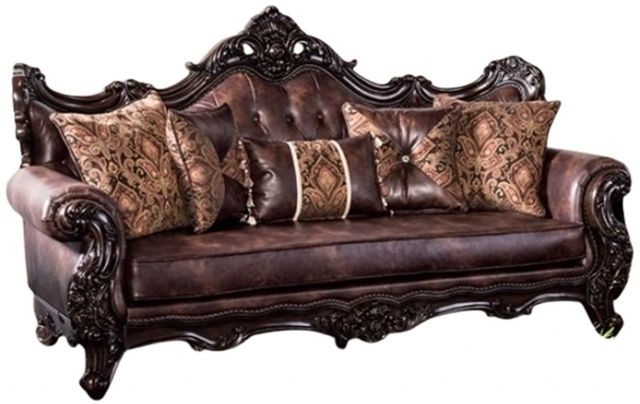 Furniture of America® Palencia Brown/Dark Cherry Sofa-0