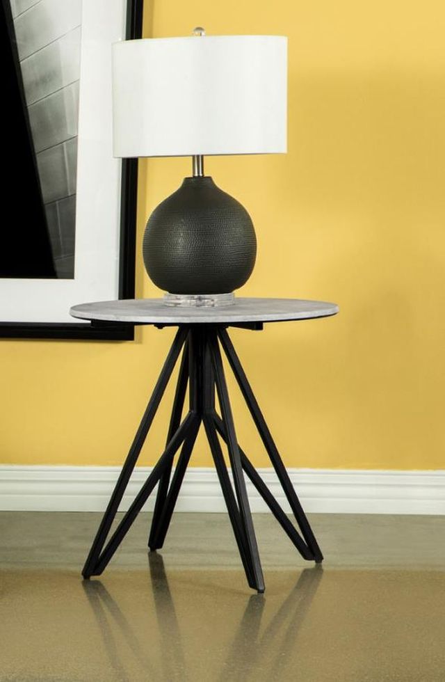 Coaster® Hadi Cement End Table with Gunmetal Hairpin Leg-2