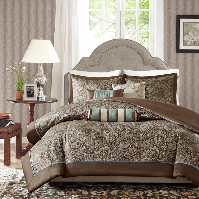Olliix by Madison Park 6 Piece Blue Full/Queen Aubrey Duvet Cover Set-1