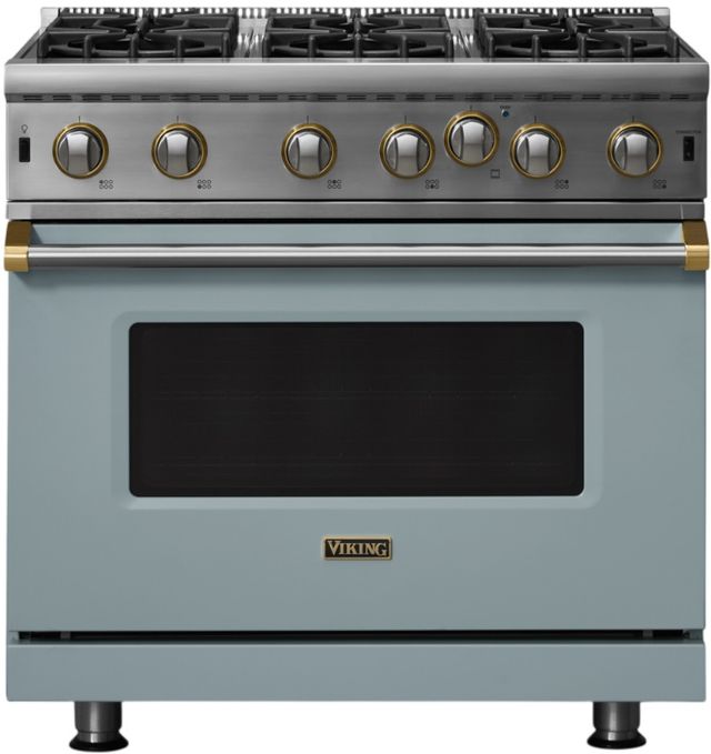 Viking® 5 Series 36" November Sky Pro Style Gas Range-0