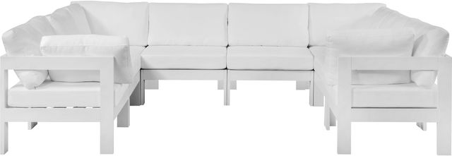 Meridian Furniture Nizuc 8-Piece White Outdoor Patio Modular Sectional Set-1