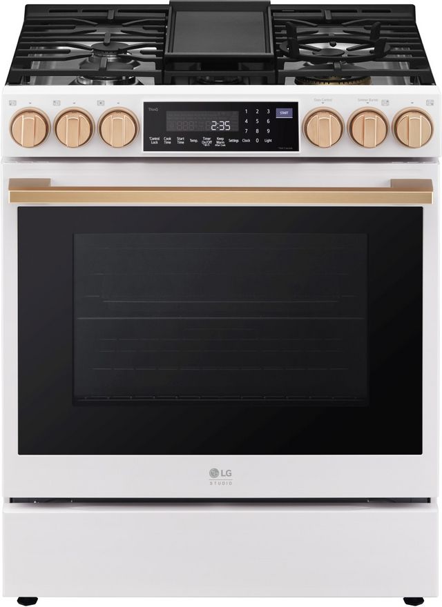 LG Studio 30" Essence White Slide In Gas Range 