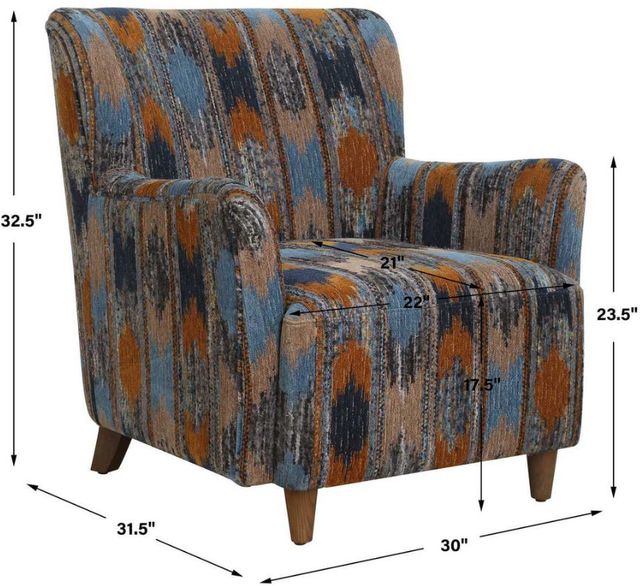 Uttermost® Lainey Rust/Sapphire/Spa Blue Upholstered Armchair-2