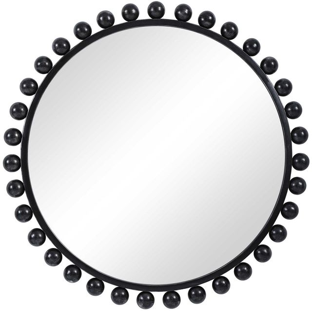 Uttermost® Cyra Distressed Black Round Mirror-0