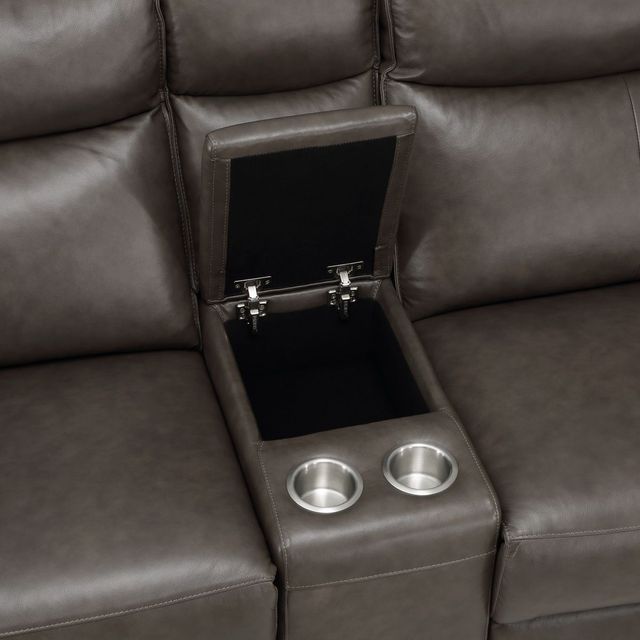 Homelegance® Maroni Dark Brown Double Power Reclining Loveseat with Center Console and Power Headrests-4