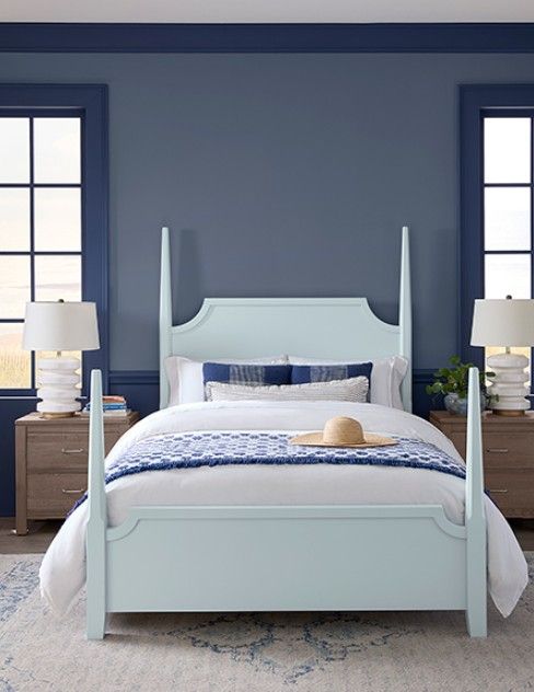 Vaughan-Bassett Tide & Timber Blue Maple California King Pencil Poster Bed-1