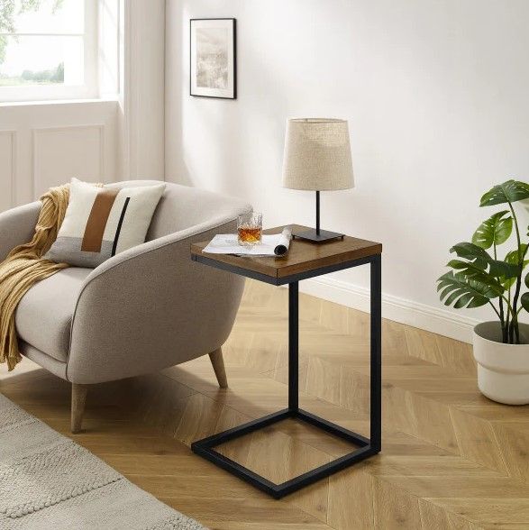 Powell® Barnes Brown C-Table with Black Base-1