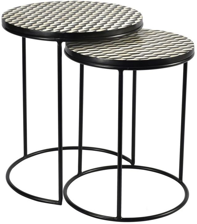Moe's Home Collection Optic 2-Piece Black/White Nesting Tables-1
