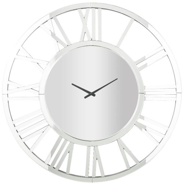 Deco Marche Silver Wall Mirrored Clock-0