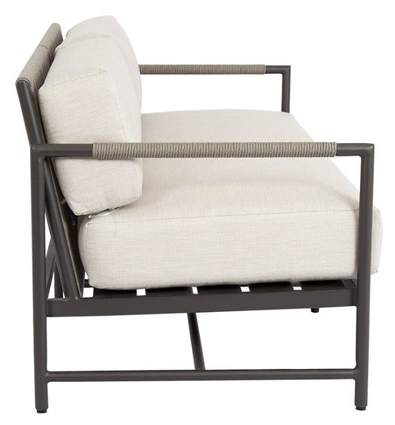 Sunset West Pietra Stone Gray Aluminum/Olefin Rope Outdoor Loveseat with Echo Ash Cushion-2