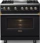 Viking® 5 Series 36" Onyx Pro Style Dual Fuel (LP) Range with Brushed Brass Trim-2