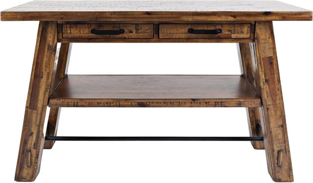 Jofran Inc. Cannon Valley Brown Trestle Sofa Console Table-2
