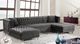 Meridian Furniture Moda 3-Piece Grey Velvet U-Shape Double Chaise Sectional-4