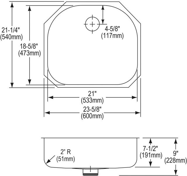 Elkay Lustertone® Classic Lustrous Satin 23-5/8" x 21-1/4" x 7-1/2" Single Bowl Undermount Sink with Perfect Drain®-2