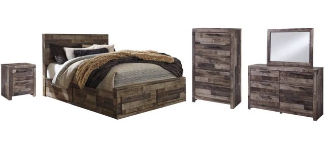 Benchcraft® Derekson 5-Piece Multi Gray Queen Panel Storage Bed Set-0