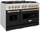 ZLINE Classic Autograph Edition 48" Stainless Steel Pro Style Dual Fuel Range with Black Matte Door and Polished Gold Accents-1