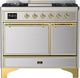 Ilve® Majestic III 40" Stainless Steel Pro Style Dual Fuel Natural Gas Range with Solid Door and Brass Trim-0