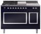 Ilve® Nostalgie II Noblesse 48'' Midnight Blue Pro Style Dual Fuel Range with Chrome Trim-0