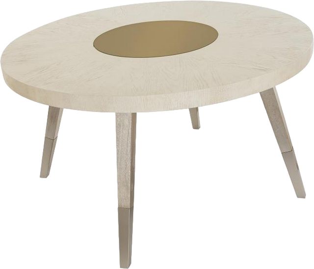Magnussen Home® Lenox Acadia White/Bronze Glass/Warm Silver Round Dining Table-2