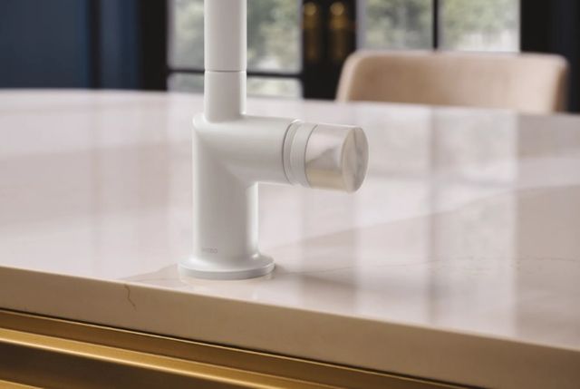 Brizo Odin® Matte White Knob with White Marble-1