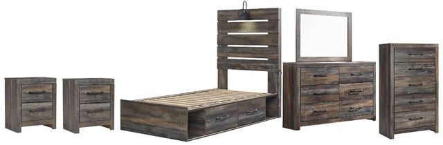 Signature Design by Ashley® Drystan 6-Piece Brown Rustic Twin Youth Storage Bed Set-0
