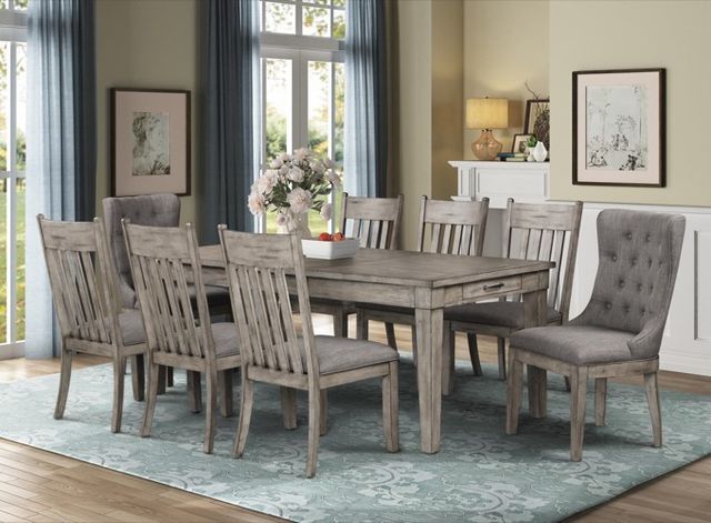 Bernards Hartford Weathered Gray Leg Dining Table With Drawers-1