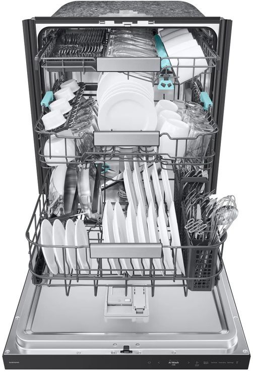 Samsung Bespoke AI 24" Fingerprint Resistant Matte Black Steel Top Control Built-In Smart Dishwasher-3