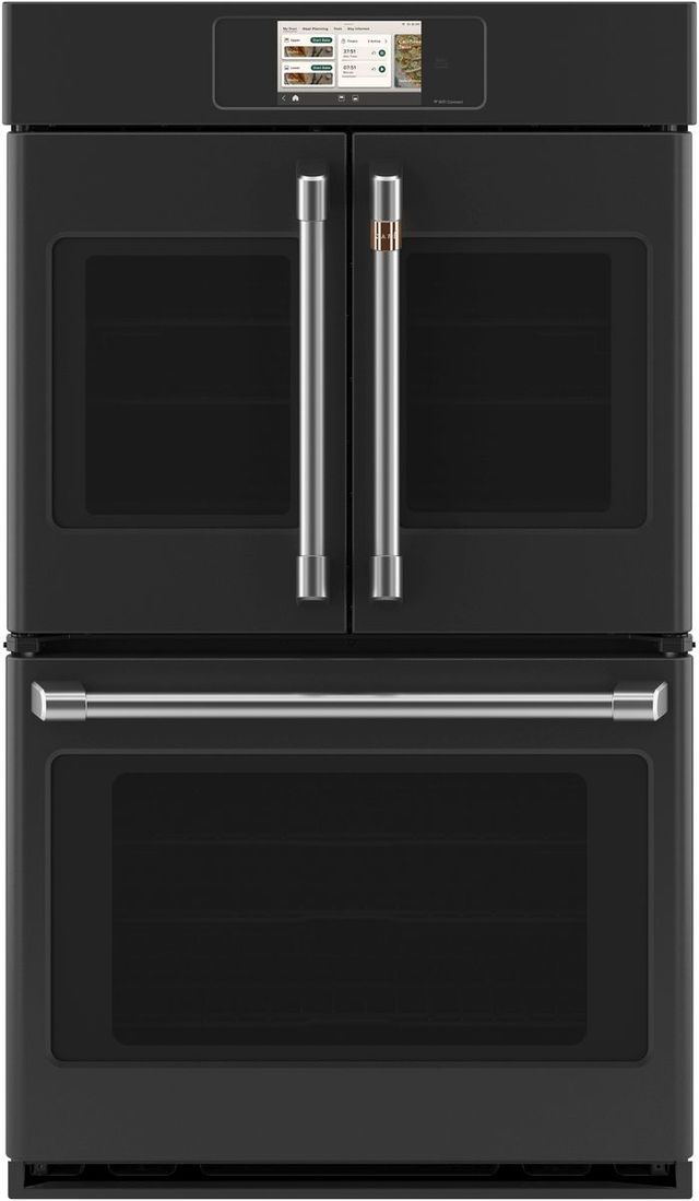 Café™ Professional Series 30” Matte Black Smart Double Electric Wall Oven with French Doors-0