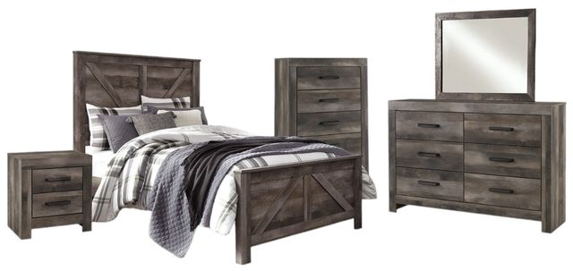 Signature Design by Ashley® Wynnlow 5-Piece Gray Queen Crossbuck Panel Bed Set-0