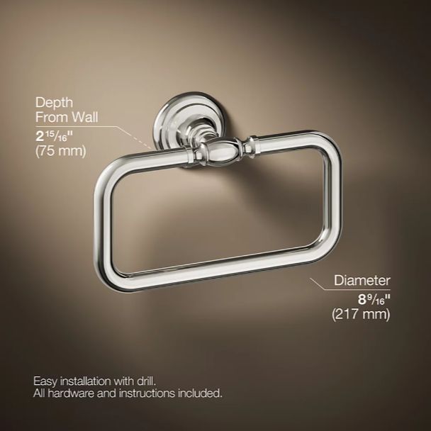 KOHLER® Artifacts® Vibrant Polished Nickel Towel Ring-2