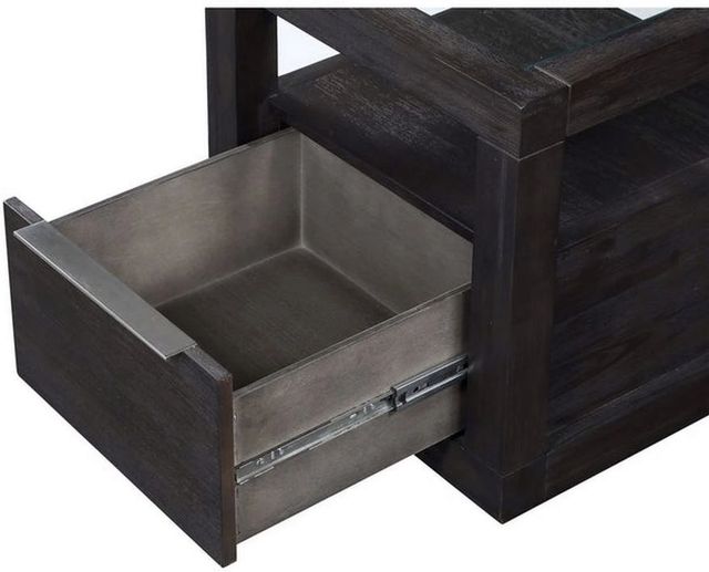 Modus Furniture Oxford Glass Top End Table with Basalt Gray Base-3