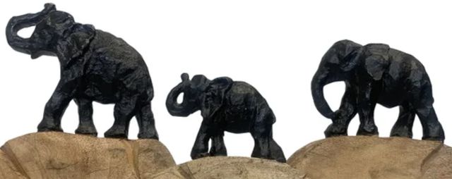 Stylecraft 3-Piece Brown/Ebony Elephant Family Decorative Object Statue Set-1