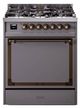 Ilve® Nostalgie II Noblesse 30'' Graphite Matte Pro Style Dual Fuel Range with Burnished Trim-0