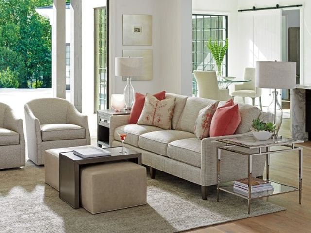 Lexington Home Ariana Athene Silver White End Table with Platinum Stainless Base-1