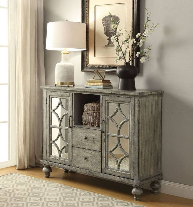ACME Furniture Velika Weathered Gray Console Table with Two Drawers-1