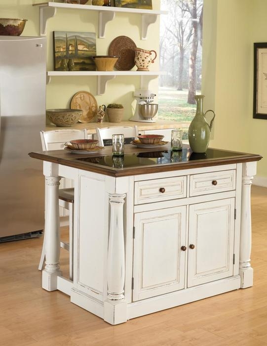 homestyles Monarch 3-Piece Off-White Kitchen Island Set - Thumbnail 5
