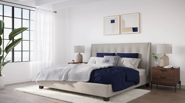 Modus Furniture Madera Putty Queen Upholstered Platform Bed-1