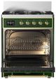 Ilve® Majestic III 30" Emerald Green Pro Style Dual Fuel Liquid Propane Range with Solid Door and Brass Trim-1