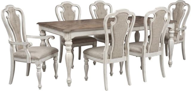 Liberty Furniture Magnolia Manor 7-Piece Antique White/Ivory/Weathered Bark Rectangular Dining Set-0