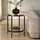 Uttermost® Chadid Glass Top Side Table with Black Frame and Gold Accents-1