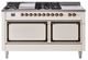 Ilve® Nostalgie II Noblesse 60'' Antique White Pro Style Dual Fuel Range with Burnished Trim-0
