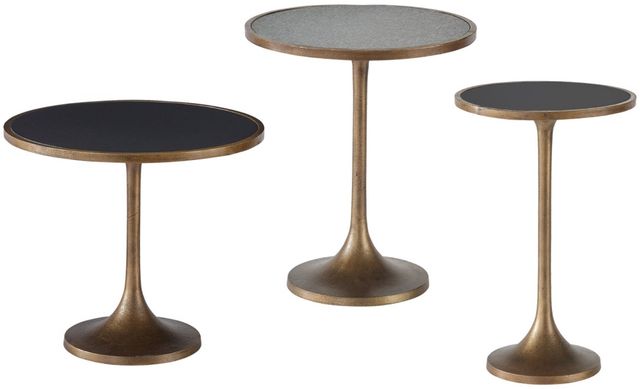 Universal Explore Home™ Nouveau 3-Piece Black/Granite Large Bunching Table Set with Bronze Base-0