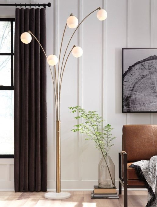 Signature Design by Ashley® Taliya Champagne/White Floor Lamp-2