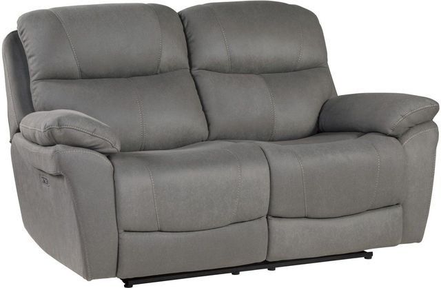 Homelegance® Longvale Gray Power Double Reclining Loveseat with Power Headrests-0