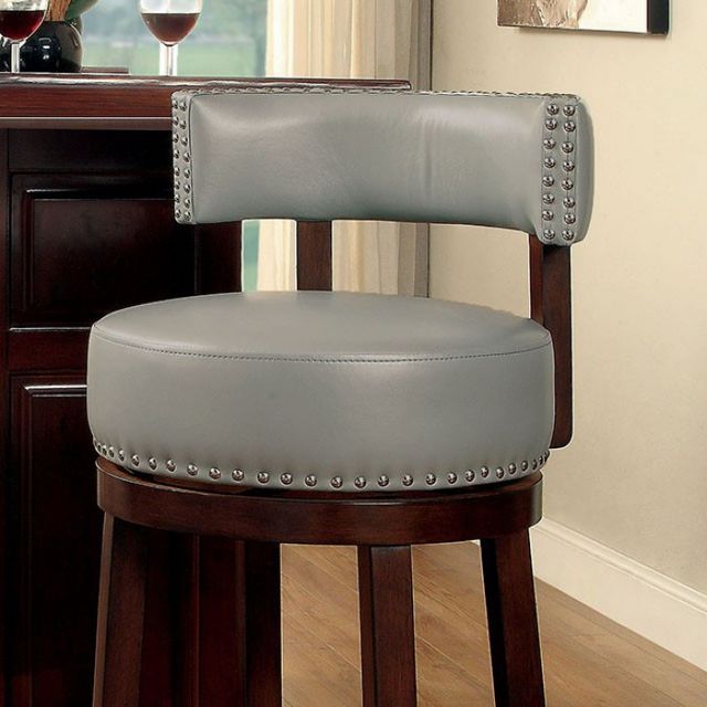 Furniture of America® Shirley 2-Piece Dark Oak/Gray Bar Stool Set-1
