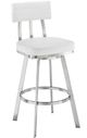 Armen Living Benjamin Brushed Stainless Steel/White Bar Stool-0