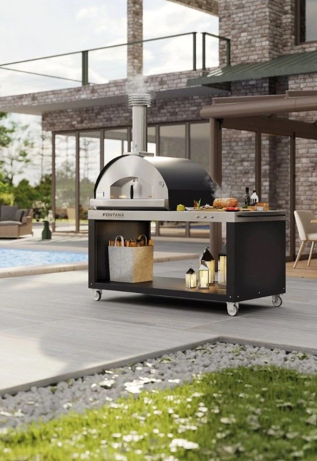 Fontana Forni Mangiafuoco 39" Gray Pizza Oven -4